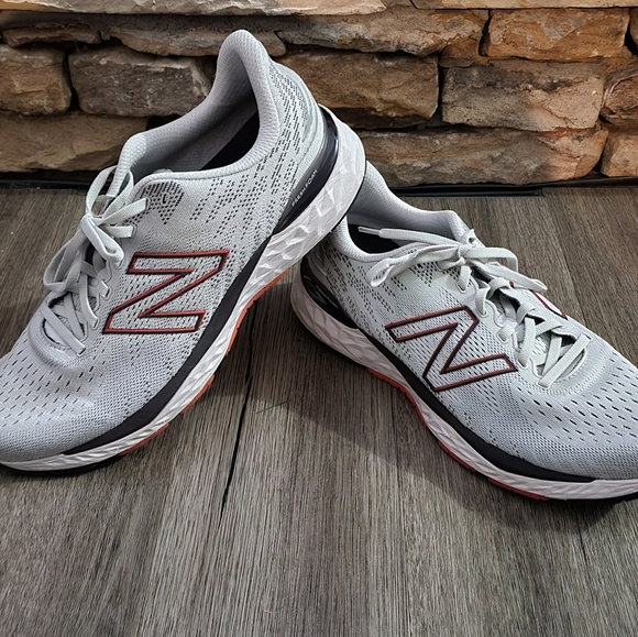 New Balance Shoes | New Balance Fresh Foam M880a11 Gray Red Men's Running Shoes Size 12 (D) | Color: Gray/Red | Size: 12 | Handmresale's Closet